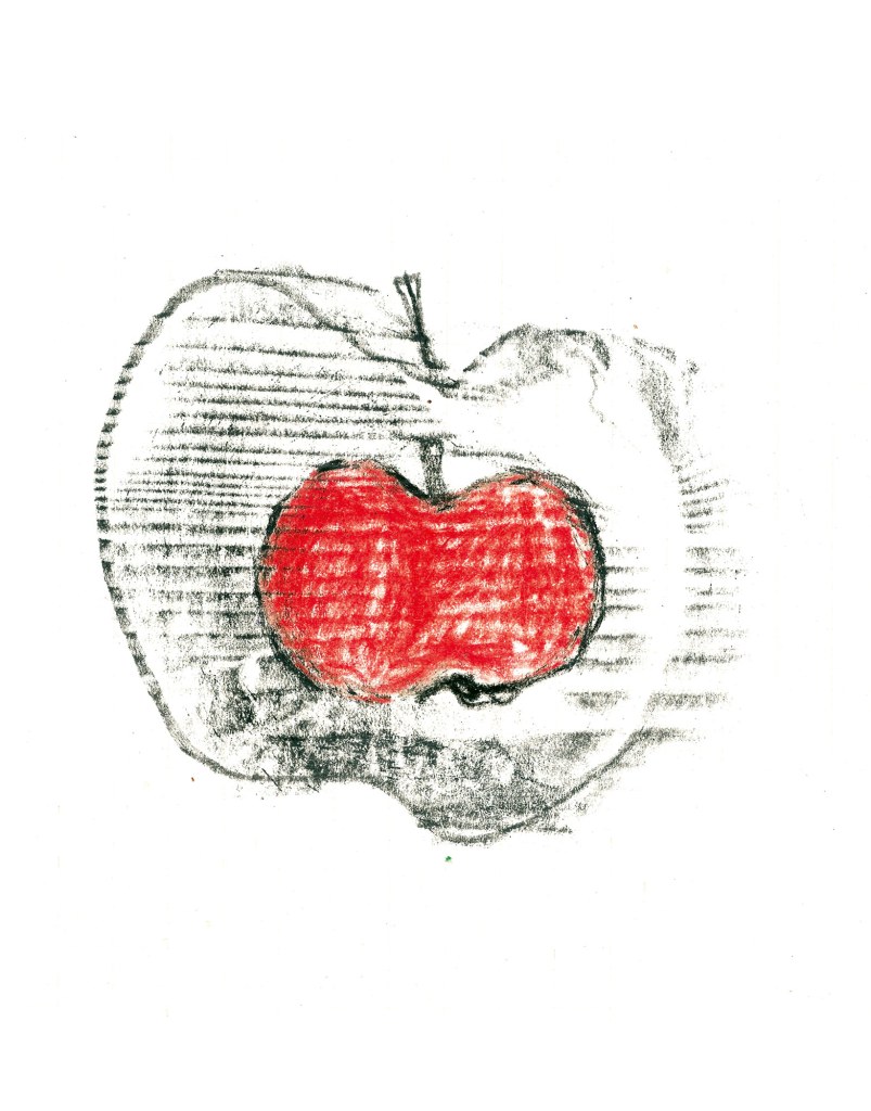 Pommes, mine de plomb sur papier, 14 x 21 cm